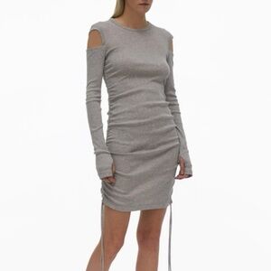 Helmut Lang Gray Long Sleeve Ribbed Bodycon Dress Size‎ XXS